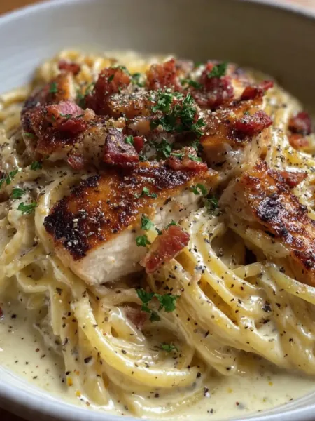 Creamy Eggless Chicken Carbonara