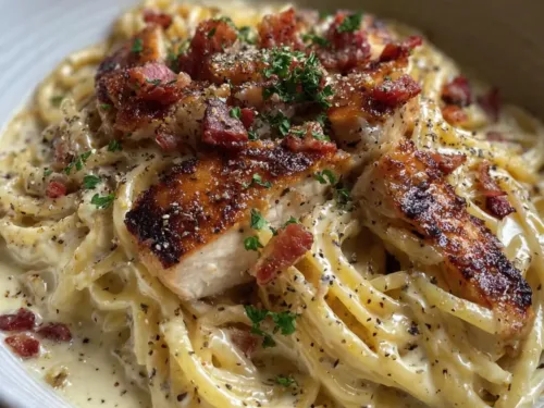 Creamy Eggless Chicken Carbonara