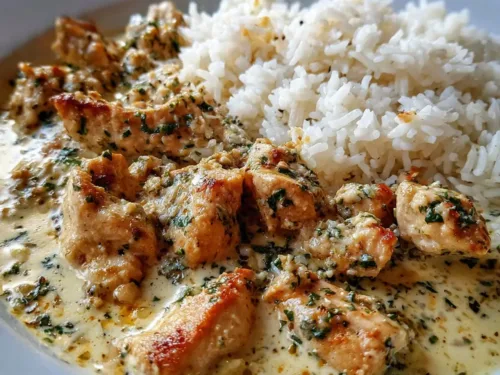Creamy Garlic Chicken Skillet with Rice