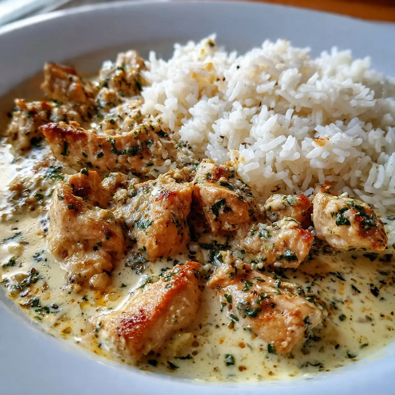Creamy Garlic Chicken Skillet with Rice