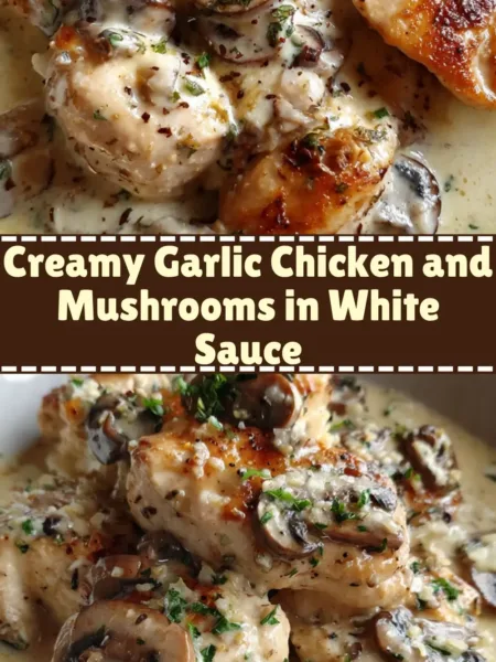Creamy Garlic Chicken and Mushrooms in White Sauce
