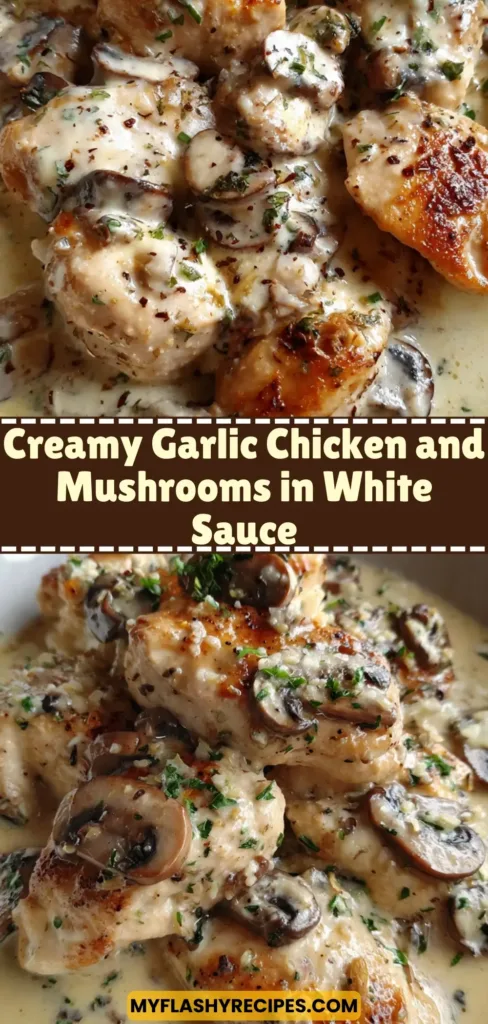 Creamy Garlic Chicken and Mushrooms in White Sauce