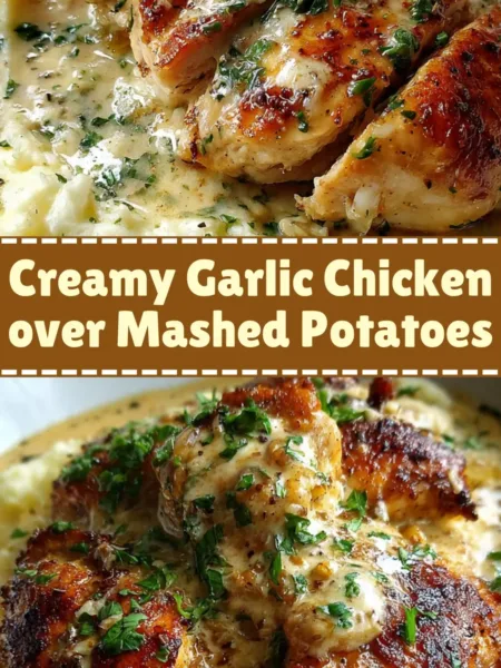 Creamy Garlic Chicken over Mashed Potatoes