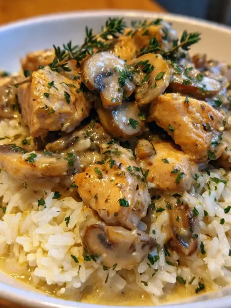 Creamy Mushroom Chicken and Rice Dinner