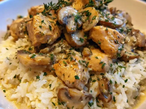 Creamy Mushroom Chicken and Rice Dinner