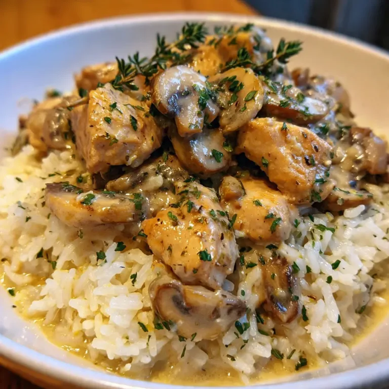 Creamy Mushroom Chicken and Rice Dinner