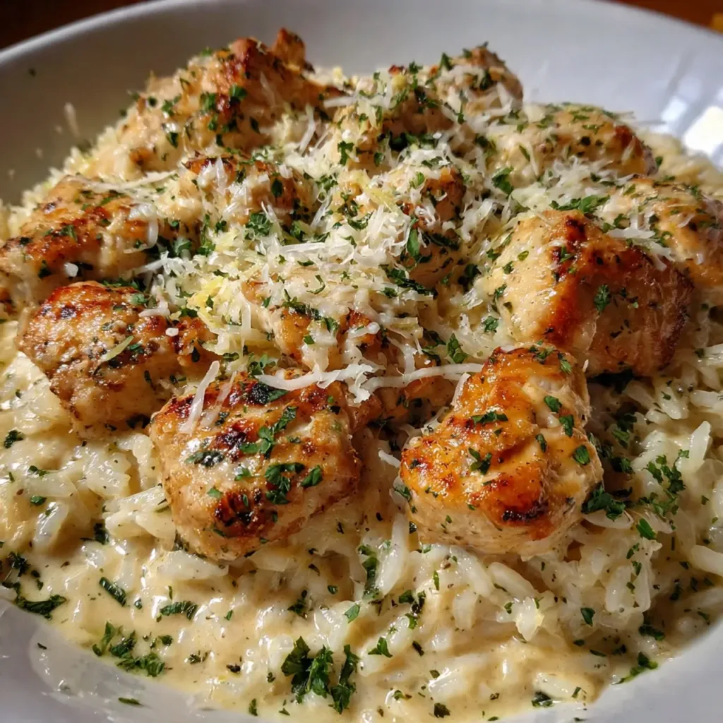 Creamy Parmesan Chicken and Rice One Pot Serving