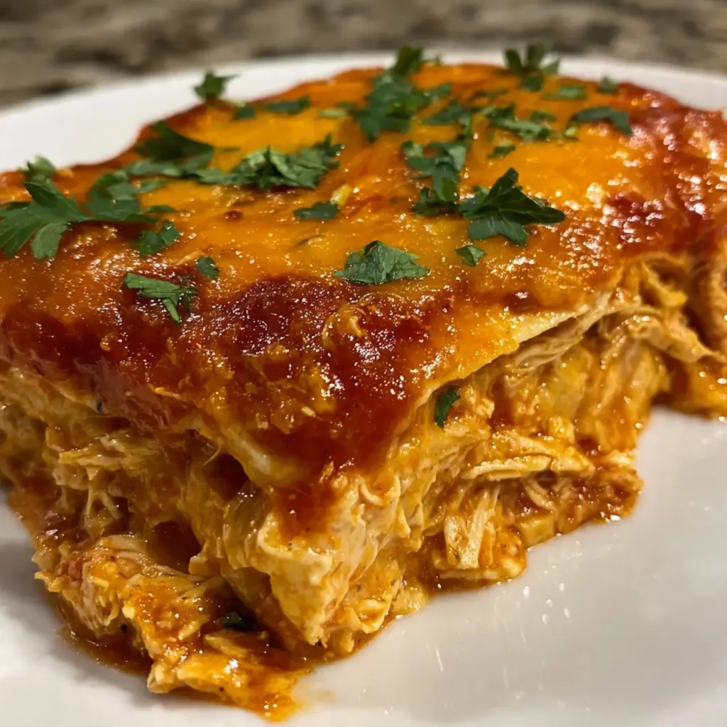 Easy Chicken Enchilada Casserole serving