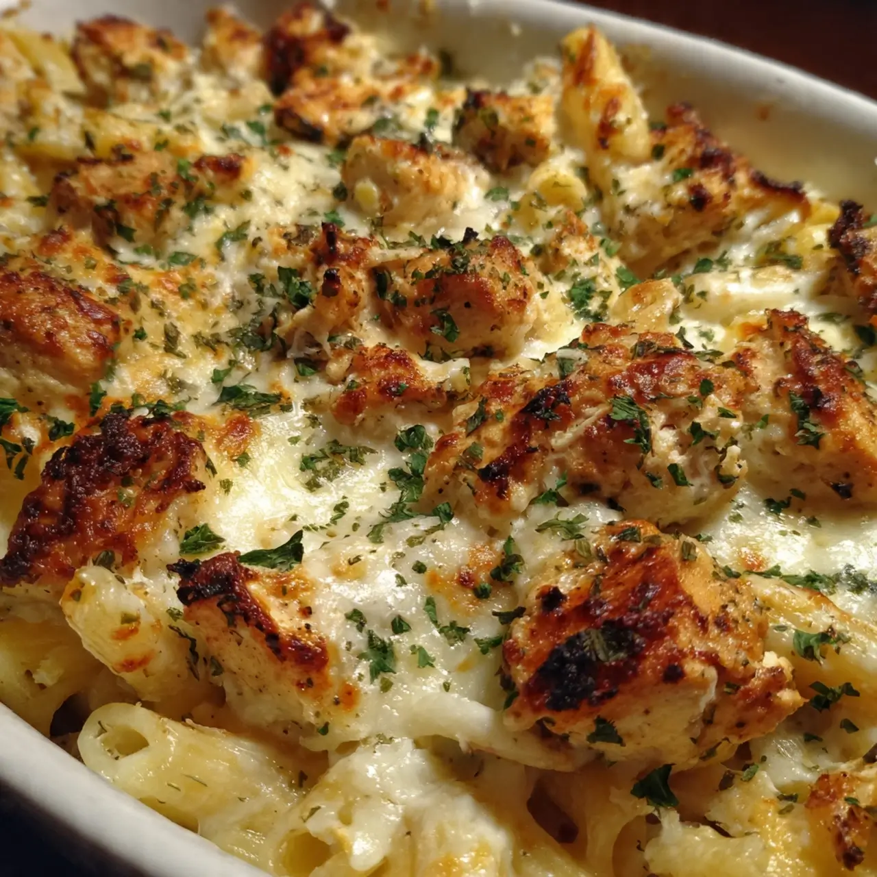 Garlic Chicken Parmesan Ziti Serving