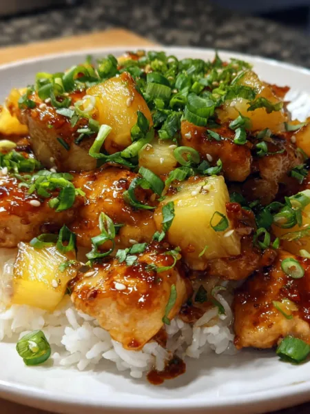 Sweet Garlic Pineapple Chicken with Rice