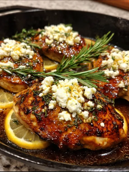Hot Honey Garlic Feta Chicken Skillet