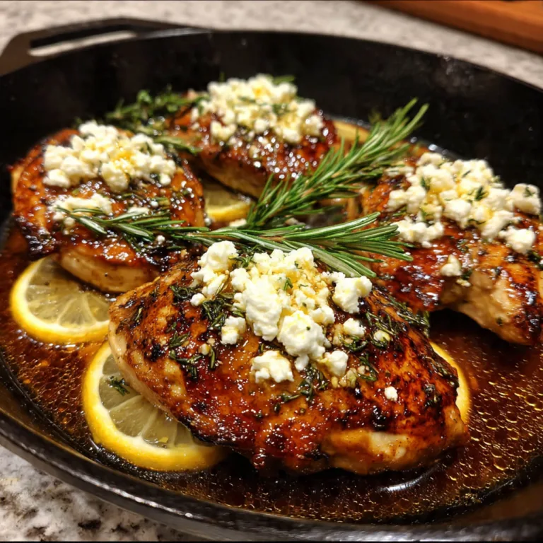 Hot Honey Garlic Feta Chicken Skillet