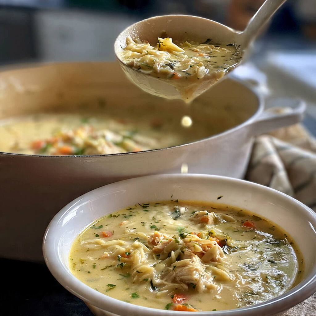 30-Minute Creamy Lemon Herb Chicken Orzo Soup