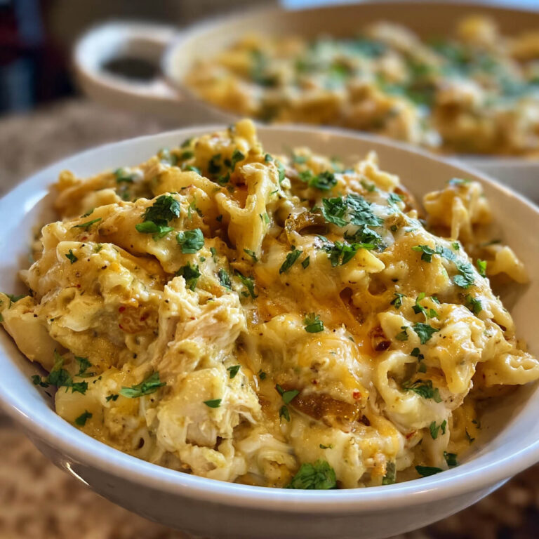 Creamy Green Chile Chicken Enchilada Pasta