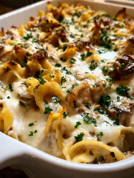 Creamy Mushroom Chicken Noodle Bake