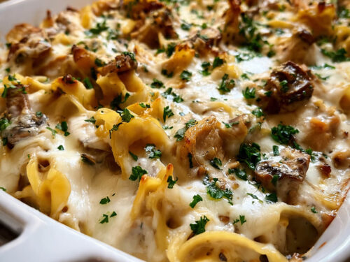 Creamy Mushroom Chicken Noodle Bake
