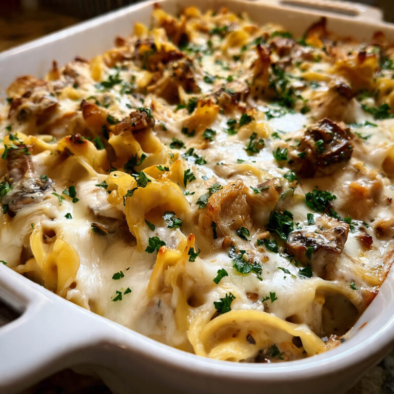 Creamy Mushroom Chicken Noodle Bake