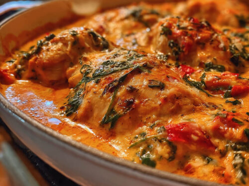 Creamy Roasted Red Pepper Chicken Skillet