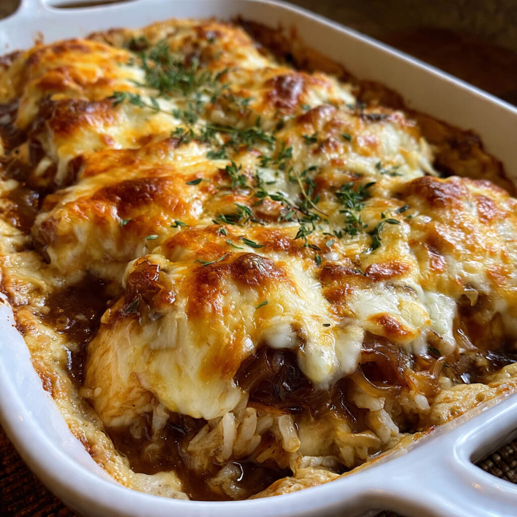 How to Make French Onion Chicken Rice Bake