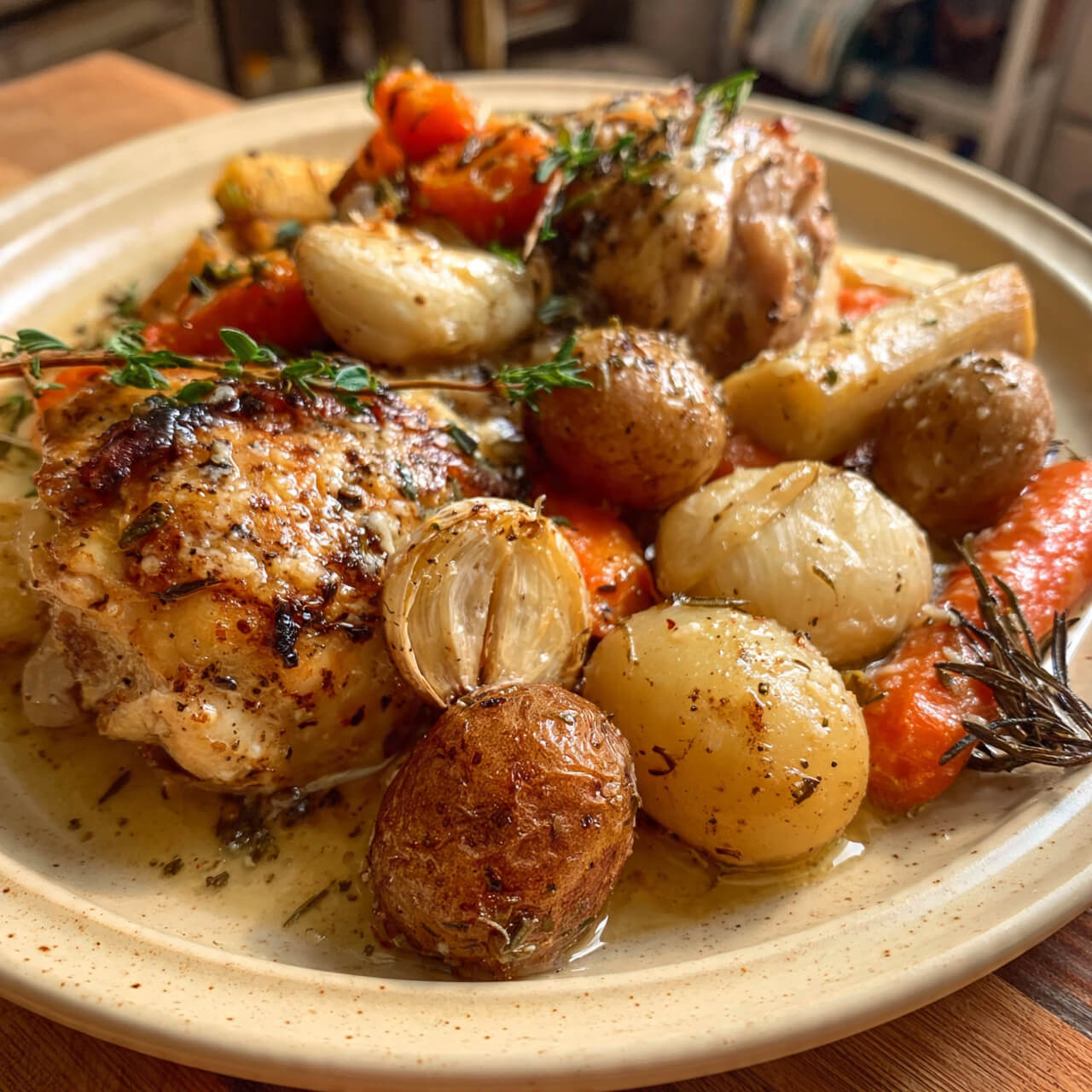 Slow Cooker Parmesan Herb Chicken and Root Vegetables