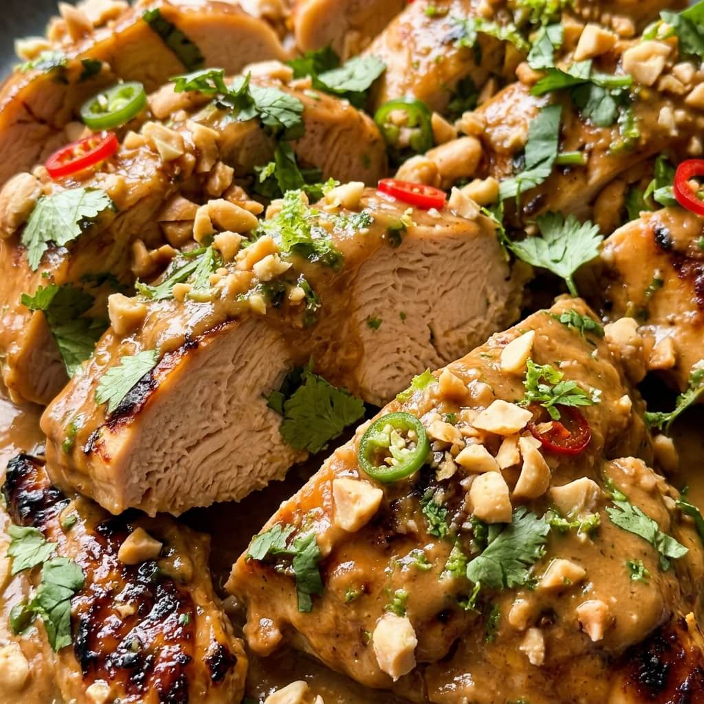 Baked Thai Peanut Chicken Breasts serving