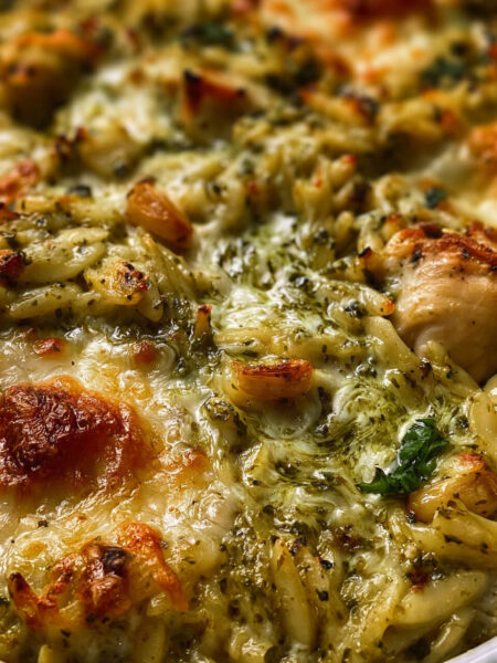 Creamy Pesto Chicken Orzo Casserole