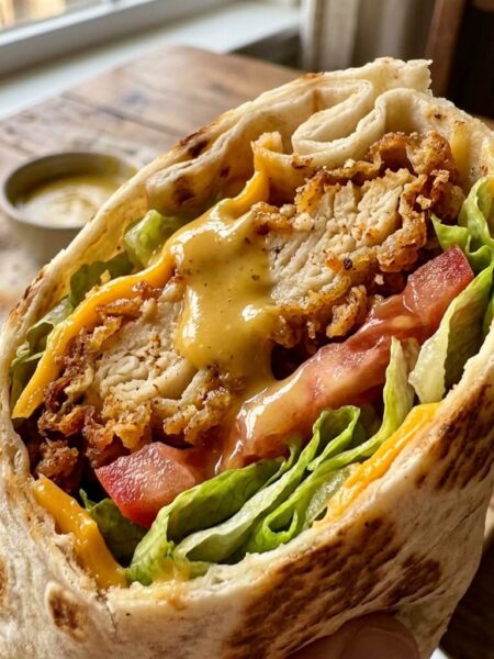 Crispy Fried Chicken Wraps with Honey Mustard