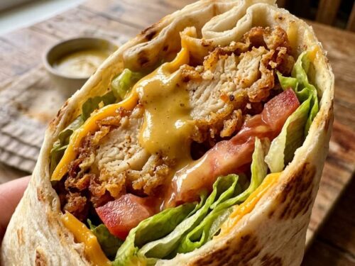 Crispy Fried Chicken Wraps with Honey Mustard