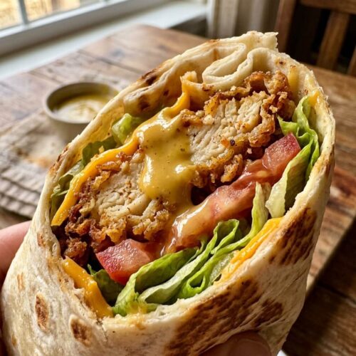 Crispy Fried Chicken Wraps with Honey Mustard