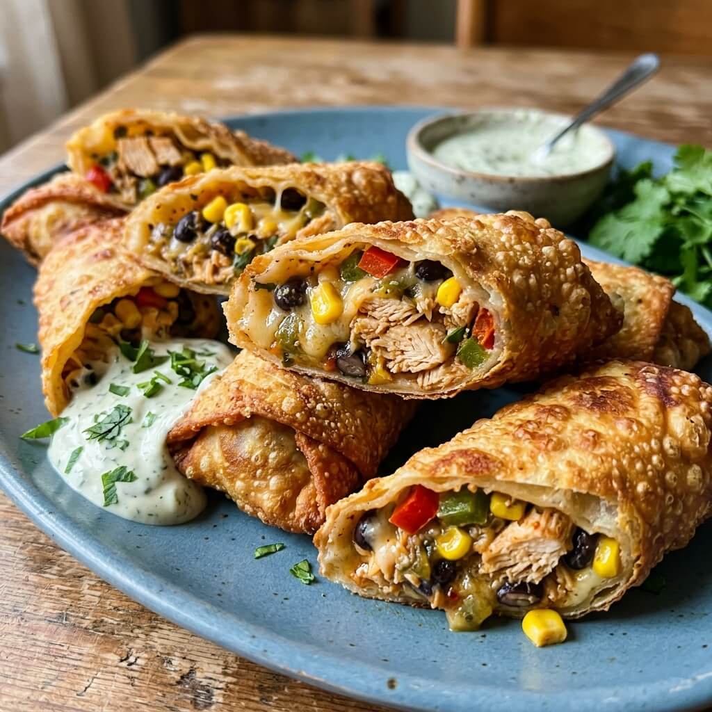 How to Make Southwest Chicken Egg Rolls with Avocado Ranch