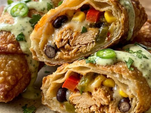 Southwest Chicken Egg Rolls with Avocado Ranch