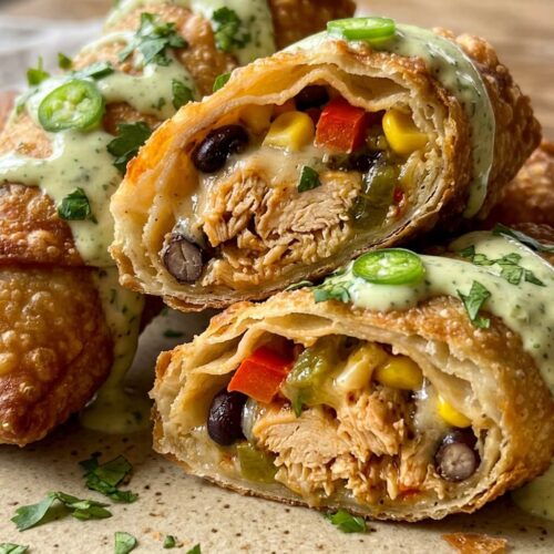 Southwest Chicken Egg Rolls with Avocado Ranch
