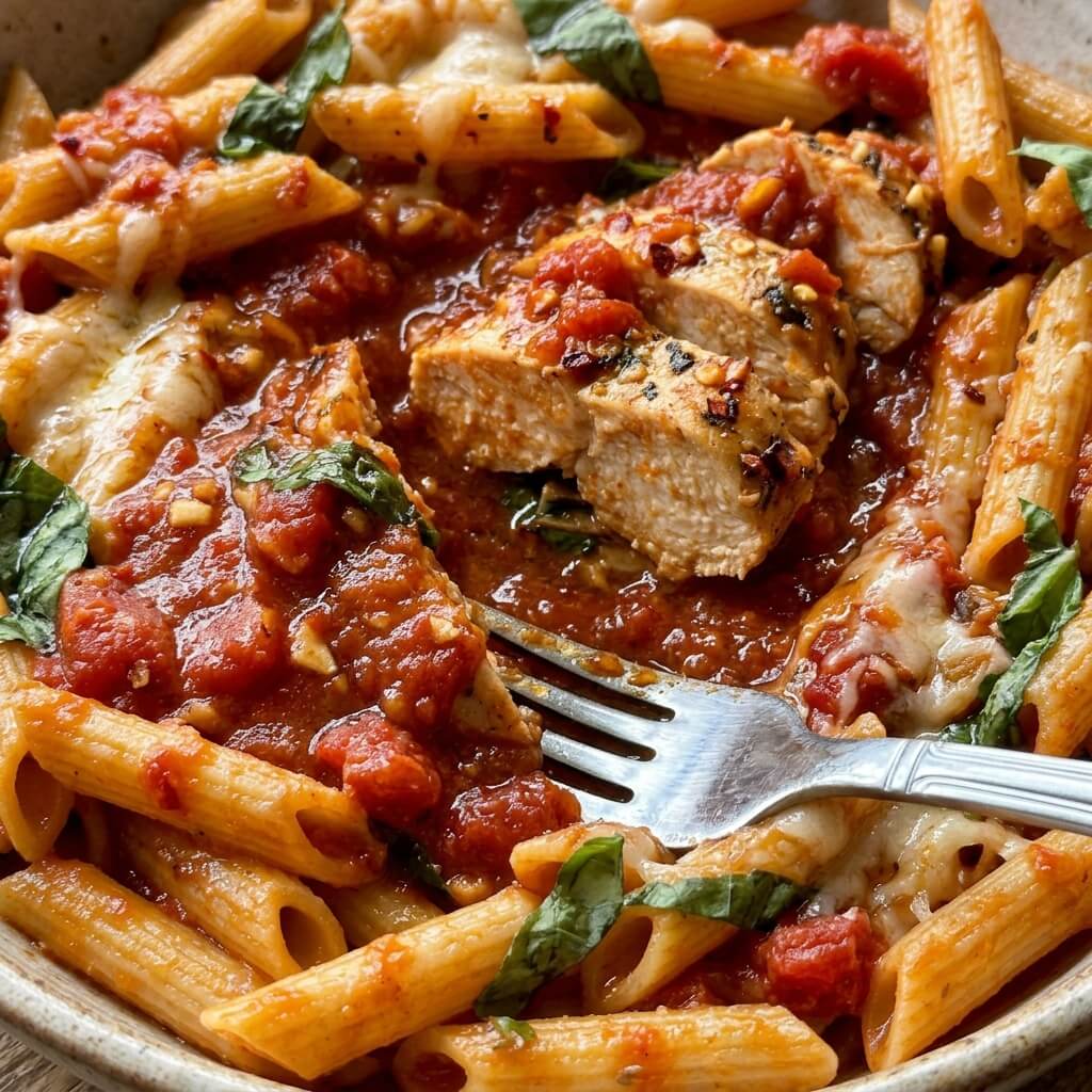 Spicy Astepsrrabiata Chicken Breast Pasta