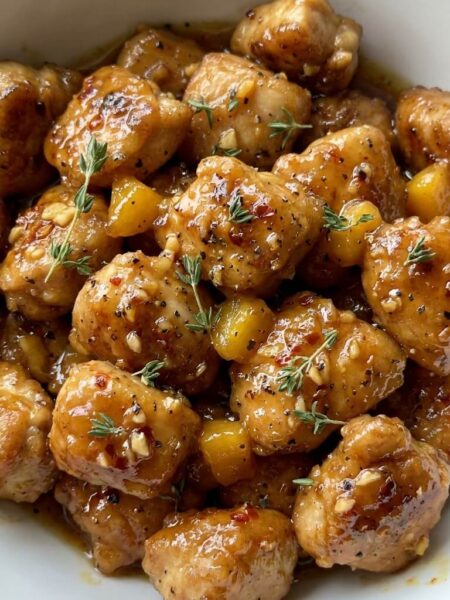 Spicy Peach Glazed Chicken Bites
