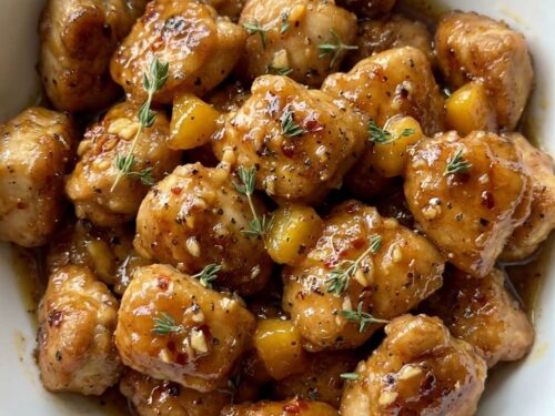 Spicy Peach Glazed Chicken Bites
