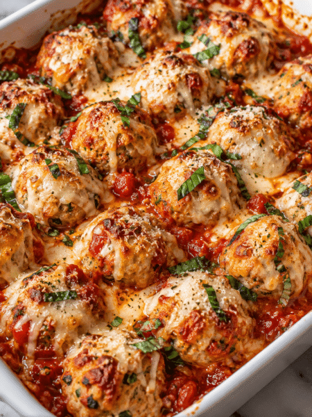 Baked Ground Chicken Parmesan Meatballs