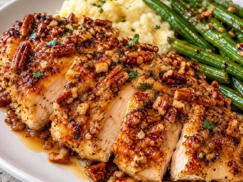 Baked Maple Pecan Crusted Chicken Breasts