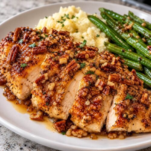 Baked Maple Pecan Crusted Chicken Breasts