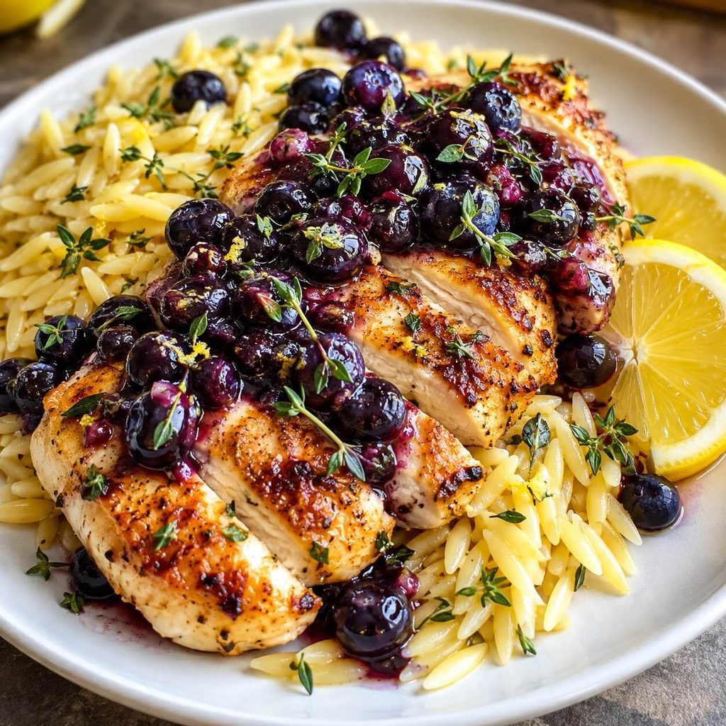 Lemon Blueberry Thyme Chicken Breasts serving