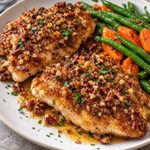 serving Honey Pecan Crusted Chicken Breasts